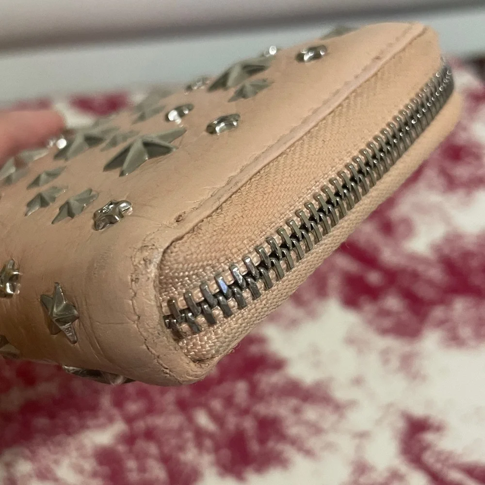 Jimmy Choo Studded Peach Leather Wallet